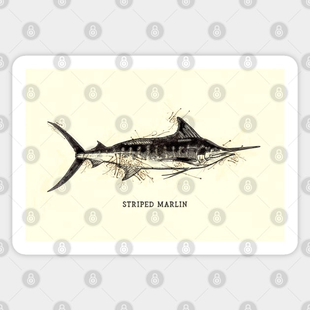 Striped Marlin Vintage Art for the Ocean Lovers and Extreme Anglers / Gifts for Fisherman Sticker by Naumovski